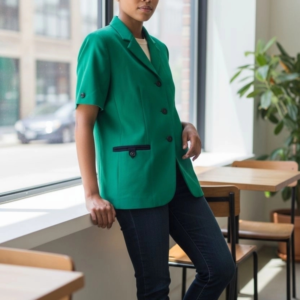 Kasper A.S.L. petite  Emerald Green Shortsleeve  Blazer Size 12P